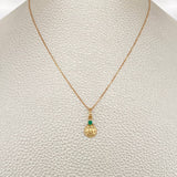 Set Cadena y Dije Veneciana + Dije Sol Esmeralda 1.3gr / 45cm / 0.4mm Oro Amarillo 18K (joya) %