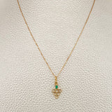 Set Cadena y Dije Veneciana + Dije Uvas Esmeralda 1.3gr / 45cm / 0.4mm Oro Amarillo 18K (joya)  %