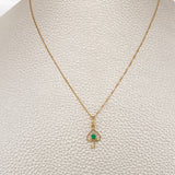 Set Cadena y Dije Veneciana + Dije Sombrilla Esmeralda 1.15gr / 45cm / 0.4mm Oro Amarillo 18K  (joya) %