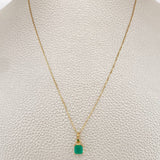 Set Cadena y Dije Veneciana + Dije Rectangular Esmeralda 1.35gr / 40cm / 0.4mm Oro Amarillo 18K  (joya) %