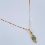 Set Cadena y Dije Veneciana + Dije Hojas Esmeralda 1.3gr / 40cm / 0.4mm Oro Amarillo 18K (joya) %