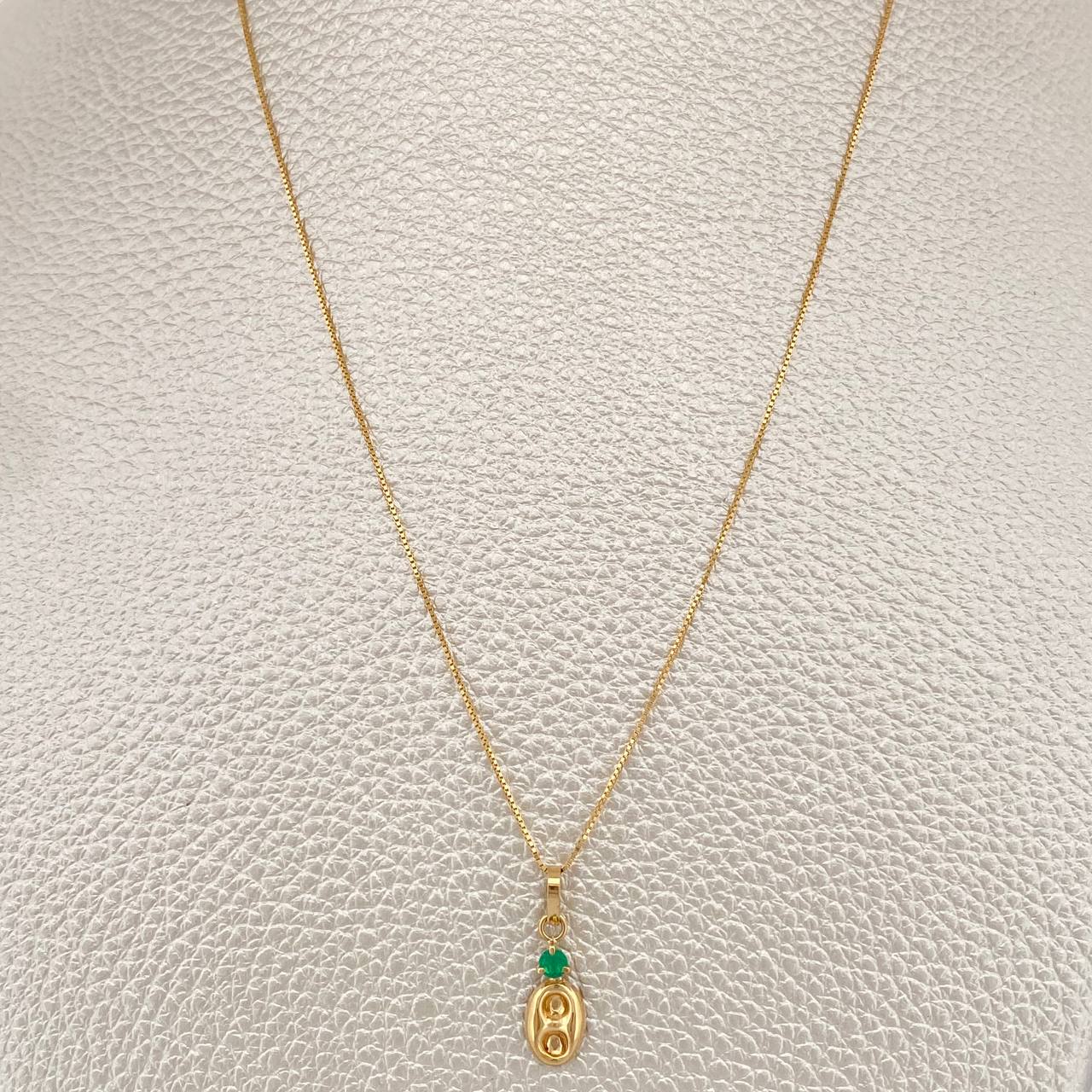 Set Cadena y Dije Veneciana + Dije GC Esmeralda 1.2gr / 40cm / 0.4mm Oro Amarillo 18K  (joya)  %