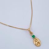 Set Cadena y Dije Veneciana + Dije GC Esmeralda 1.2gr / 40cm / 0.4mm Oro Amarillo 18K  (joya)  %