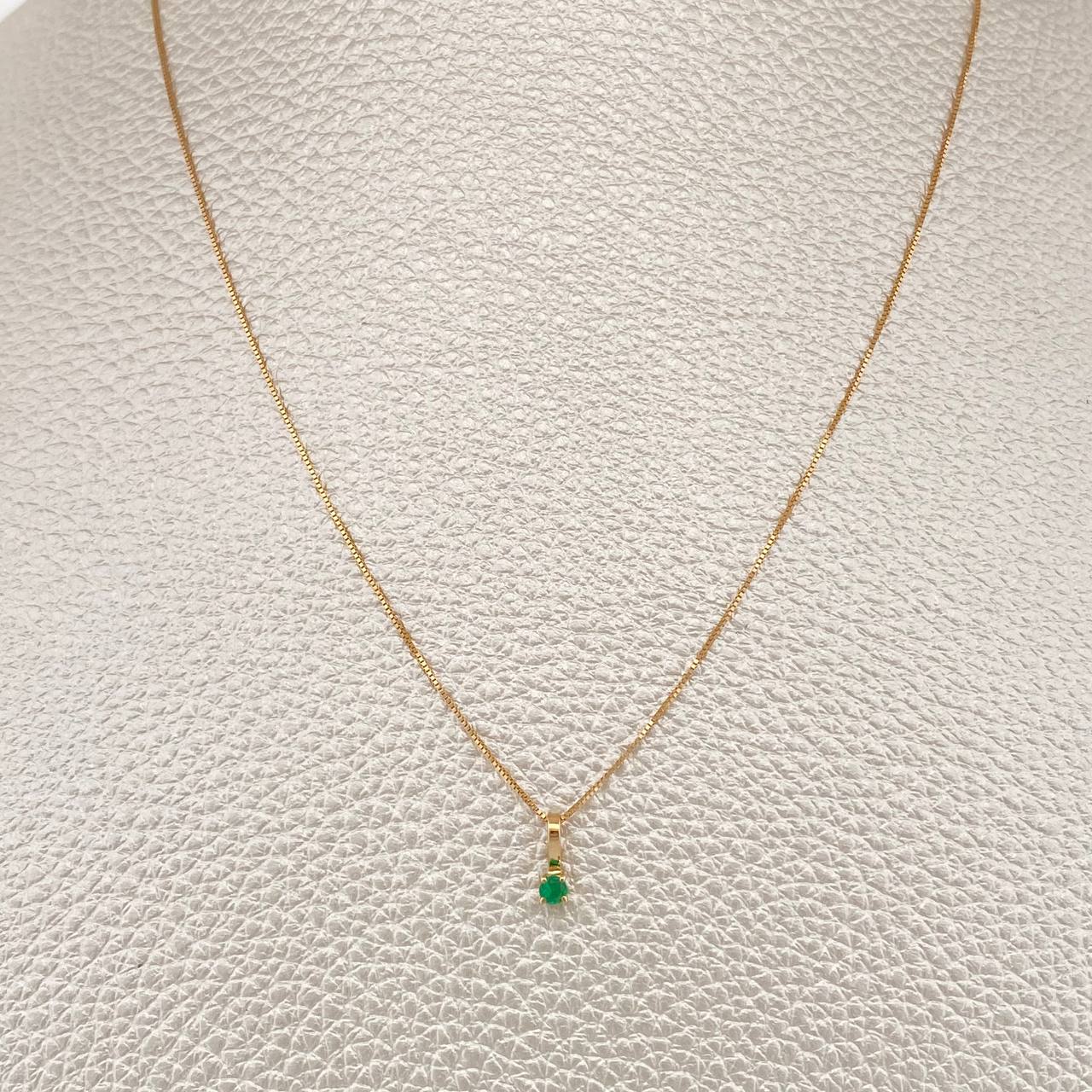 Set Cadena y Dije Veneciana + Dije Circular Esmeralda 1gr / 45cm / 0.4mm Oro Amarillo 18K (joya) %