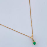 Set Cadena y Dije Veneciana + Dije Circular Esmeralda 1gr / 45cm / 0.4mm Oro Amarillo 18K (joya) %
