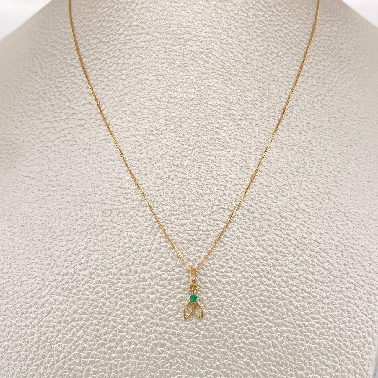 Set Cadena y Dije Veneciana + Dije Sirena Esmeralda 1.15gr / 40cm / 0.4mm Oro Amarillo 18K  (joya) %