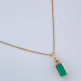 Set Cadena y Dije Veneciana + Dije Rectangular Esmeralda 1.2gr / 40cm / 0.4mm Oro Amarillo 18K  (joya) %