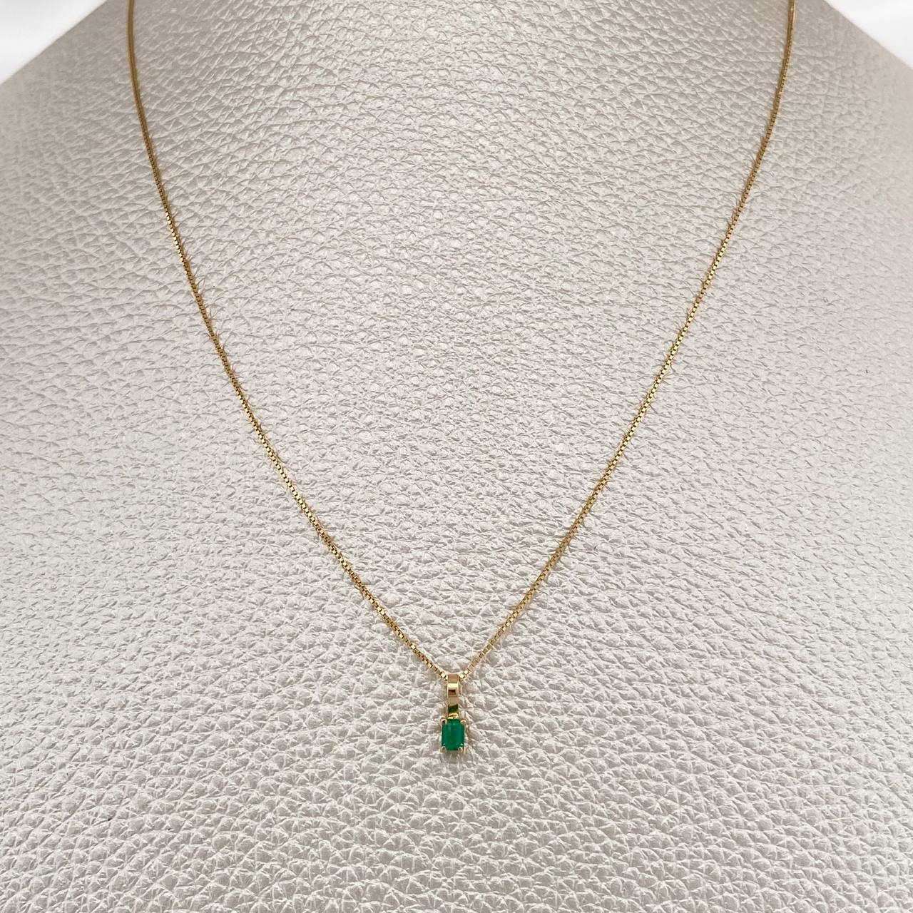 Set Cadena y Dije Veneciana + Dije Rectangular Esmeralda 0.95gr / 40cm / 0.4mm Oro Amarillo 18K  (joya) %