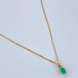Set Cadena y Dije Veneciana + Dije Rectangular Esmeralda 0.95gr / 40cm / 0.4mm Oro Amarillo 18K  (joya) %