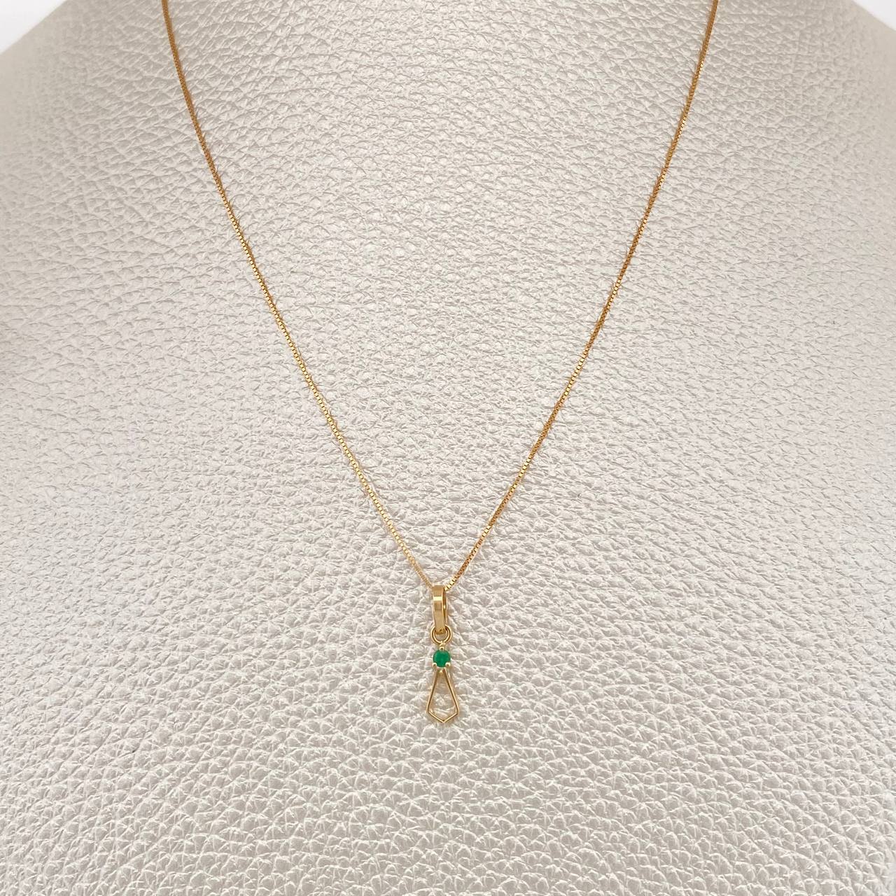 Set Cadena y Dije Veneciana + Dije Corbata Esmeralda 1.1gr / 45cm / 0.4mm Oro Amarillo 18K  (joya) %