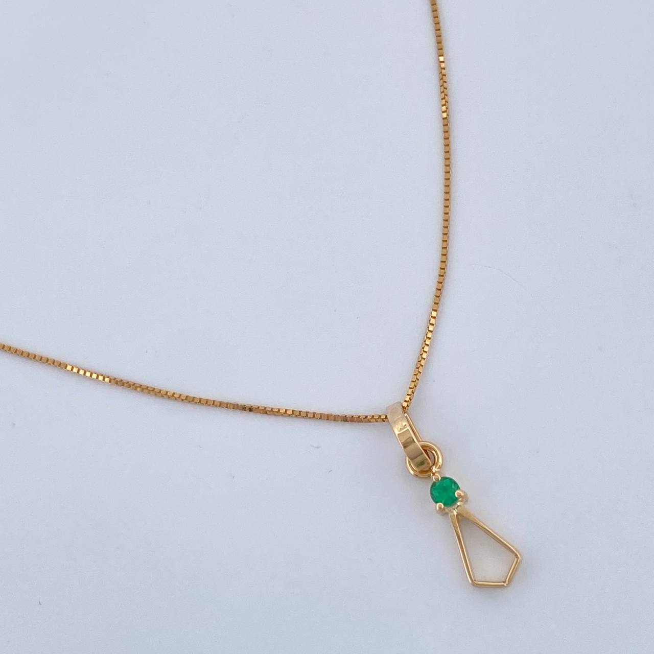 Set Cadena y Dije Veneciana + Dije Corbata Esmeralda 1.1gr / 45cm / 0.4mm Oro Amarillo 18K  (joya) %