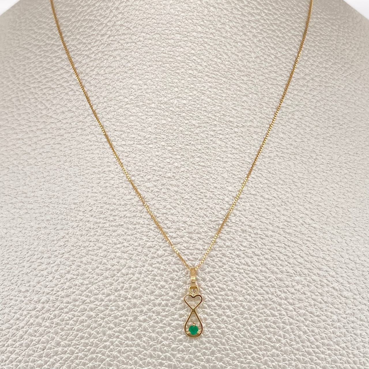 Set Cadena y Dije Veneciana + Dije Pez Esmeralda 1.1gr / 40cm / 0.4mm Oro Amarillo 18K (joya) %