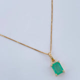 Set Cadena y Dije Veneciana + Dije Rectangular Esmeralda 1.4gr / 45cm / 0.4mm Oro Amarillo 18K  (joya) %