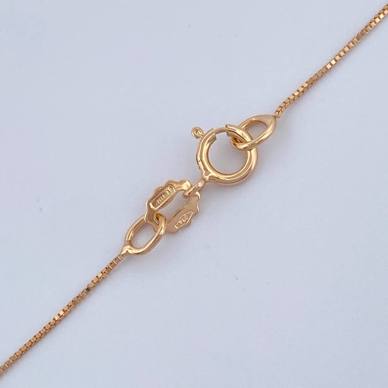 Set Cadena y Dije Veneciana + Dije Redondo Esmeralda 1.1gr / 45cm / 0.4mm Oro Amarillo 18K  (joya) %