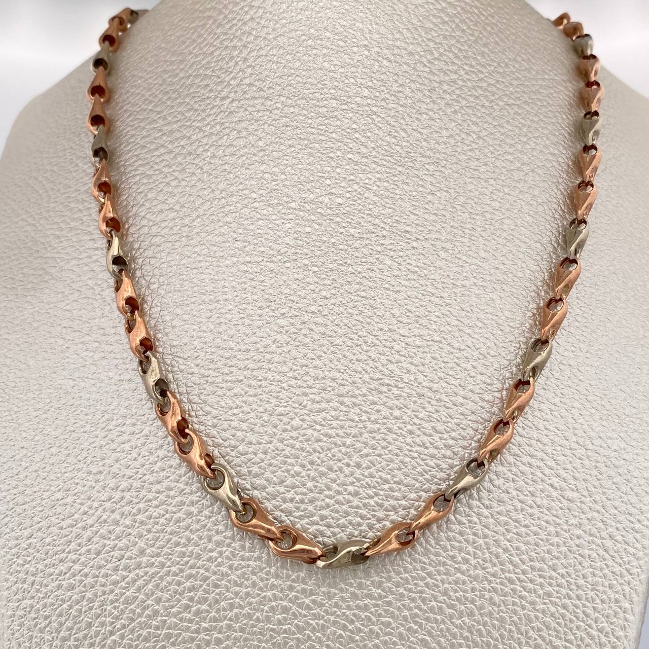 Cadena Espiga Rustica 10.2gr / 45.5cm / 4.9mm Dos Oros Blanco Rosa 18K %