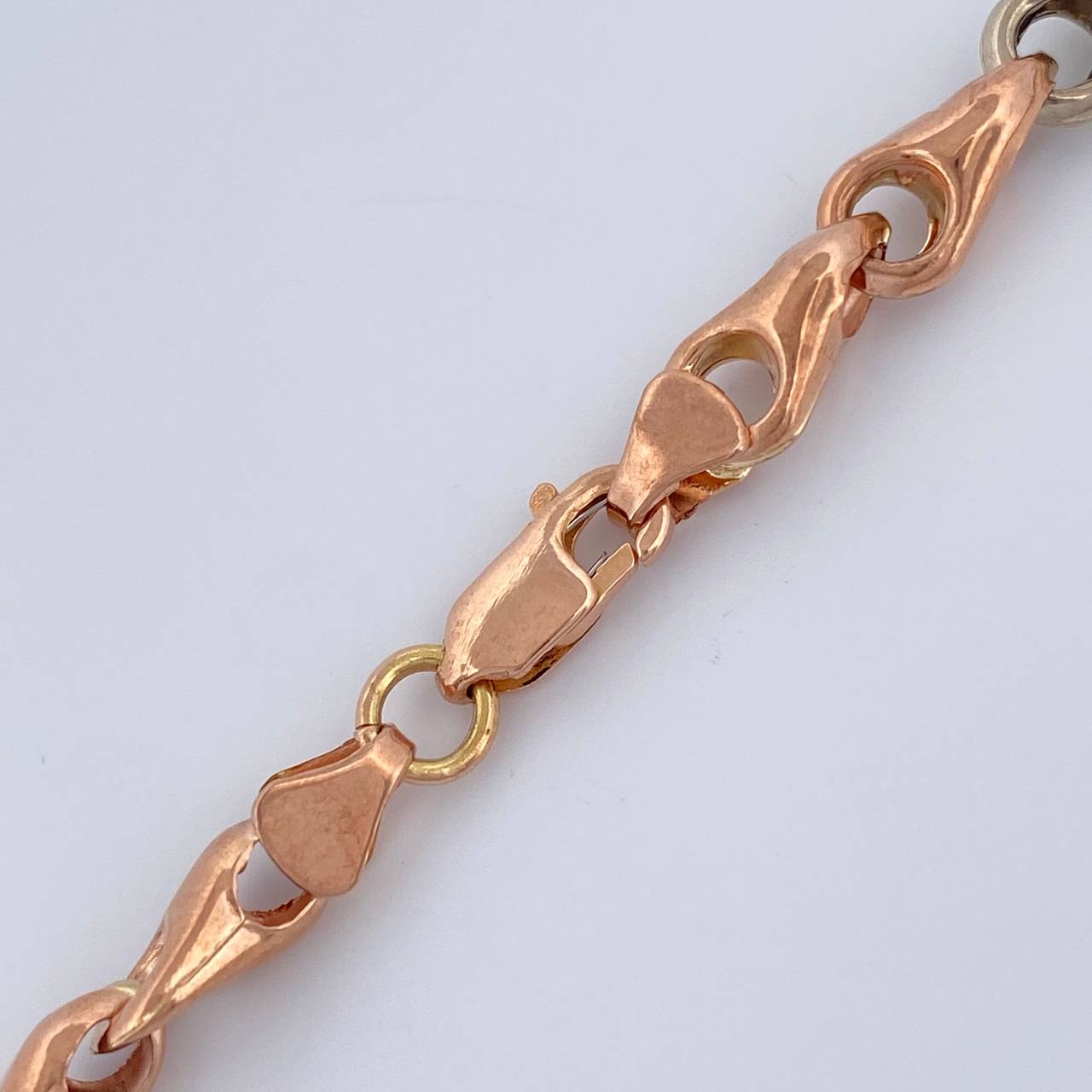 Cadena Espiga Rustica 10.2gr / 45.5cm / 4.9mm Dos Oros Blanco Rosa 18K %