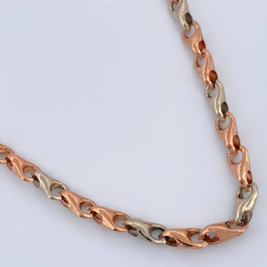 Cadena Espiga Rustica 10.2gr / 45.5cm / 4.9mm Dos Oros Blanco Rosa 18K %