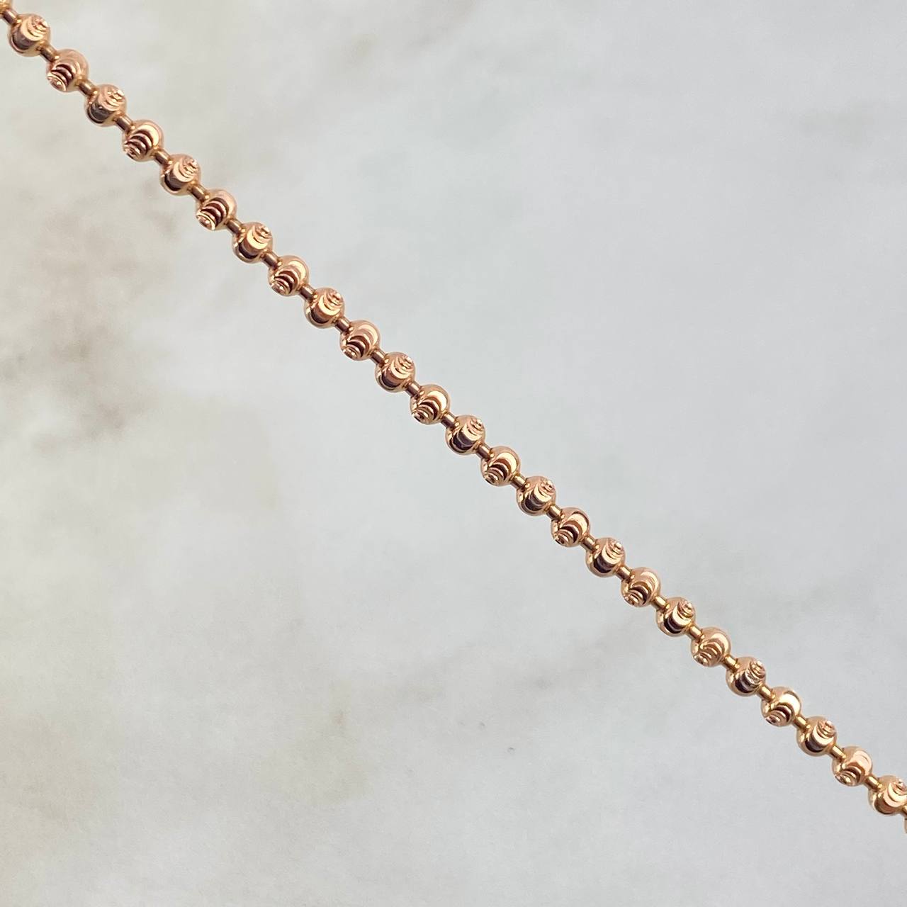 Cadena Militar Luna 21.8gr / 70cm / 3mm Bolas Diamantadas Luna Oro Rosa Nac.Esp.