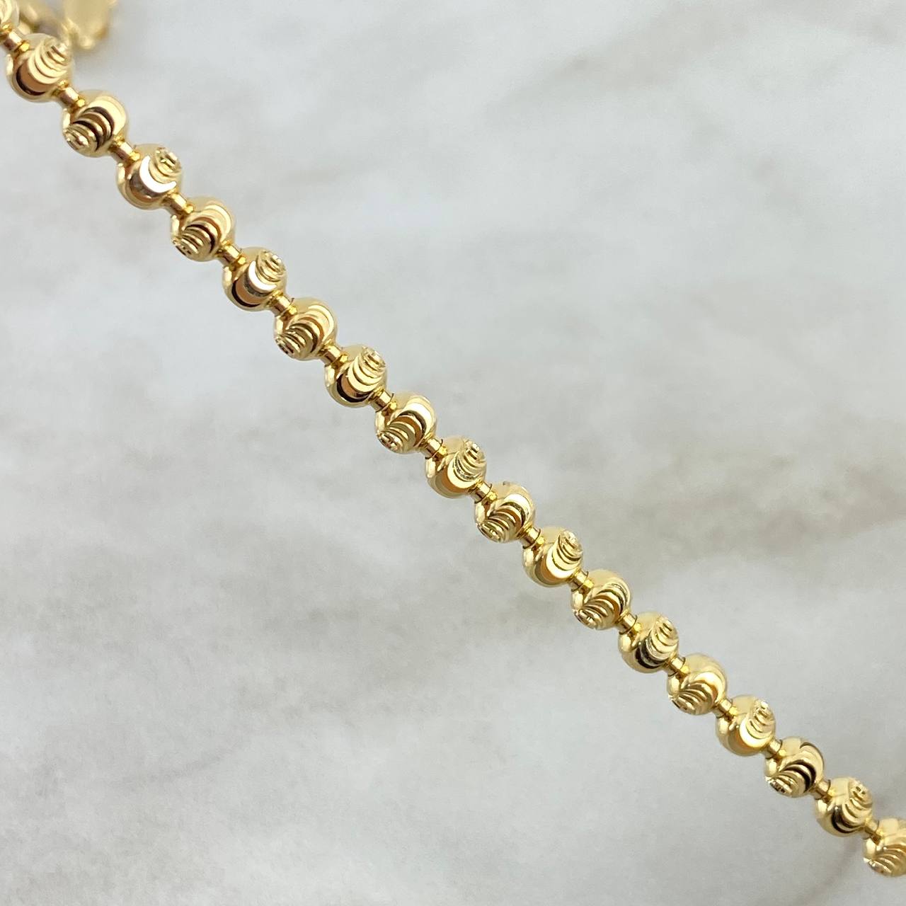 Cadena Militar Luna 30gr / 65cm / 4mm Bolas Diamantadas Luna Oro Amarillo Nac.Esp.