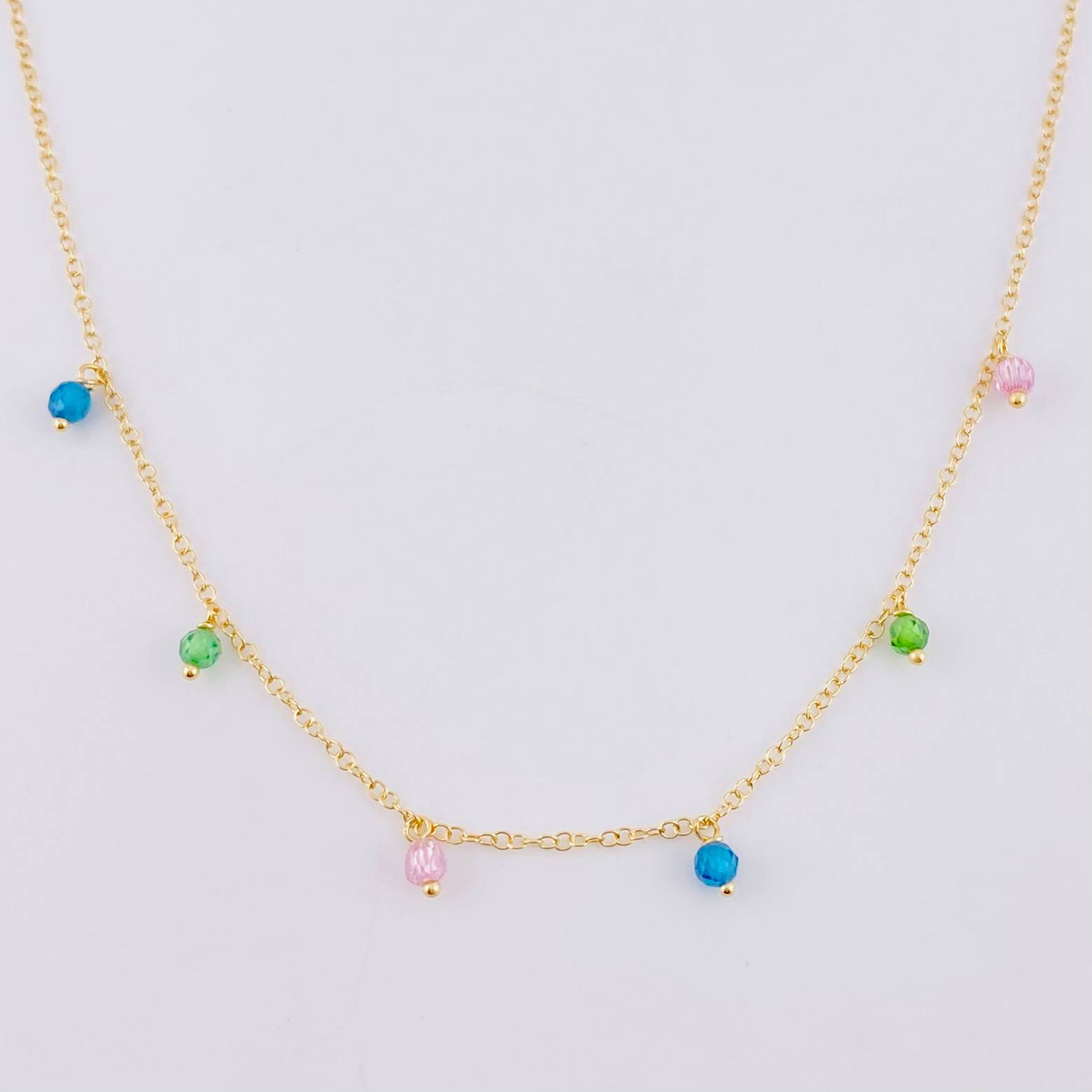 Cadena Aro Seguido Chispas Arcoiris 2.15g / 45cm / 1.3mm Oro Amarillo 18K