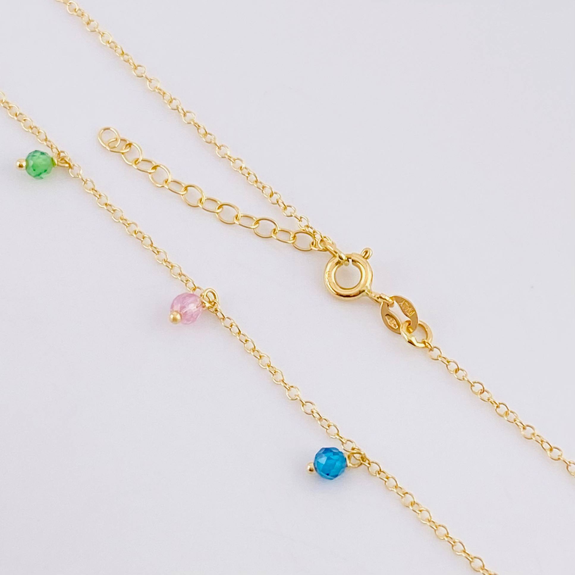 Cadena Aro Seguido Chispas Arcoiris 2.15g / 45cm / 1.3mm Oro Amarillo 18K