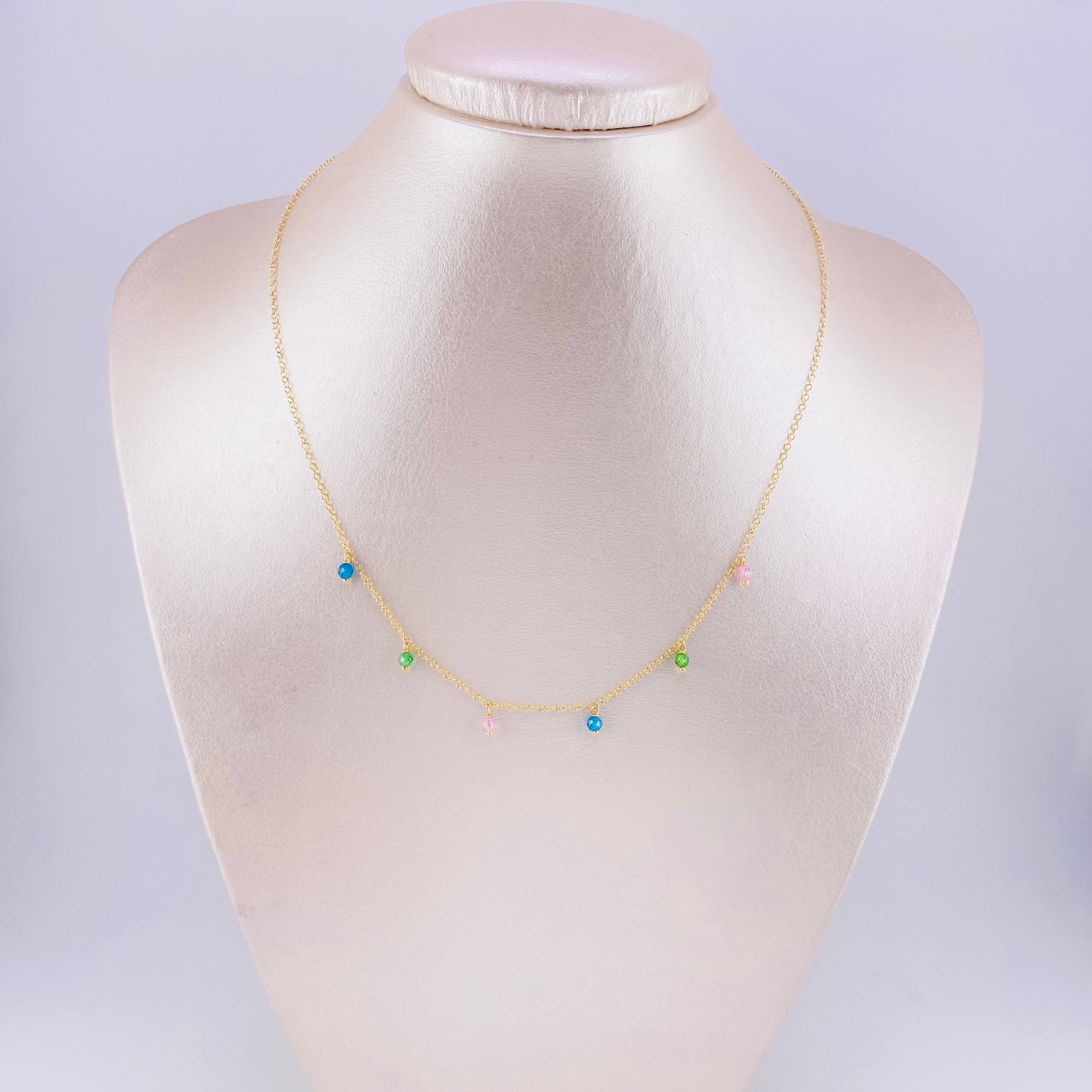Cadena Aro Seguido Chispas Arcoiris 2.15g / 45cm / 1.3mm Oro Amarillo 18K