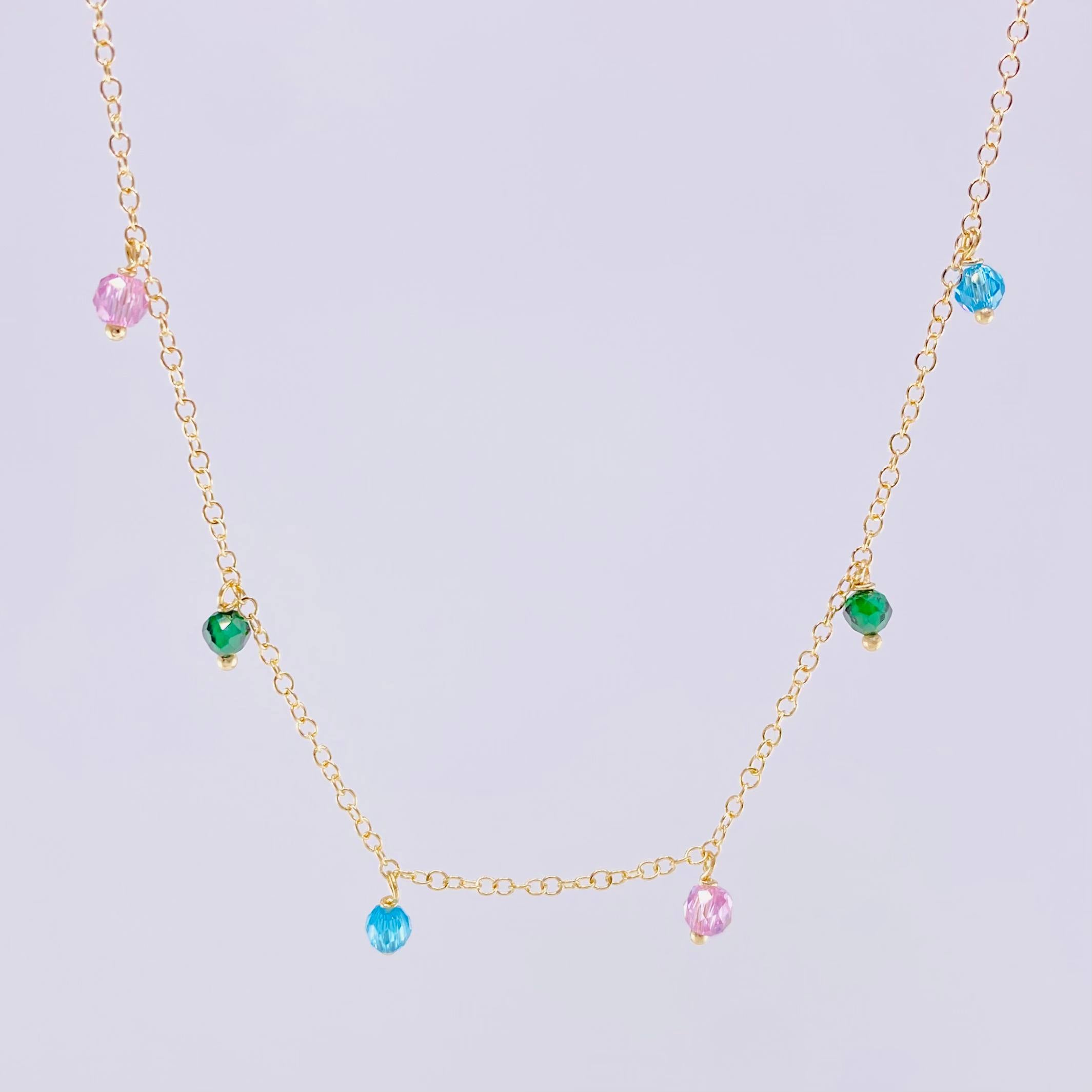 Cadena Aro Seguido Chispas Arcoiris 2.1g / 45cm / 1.3mm Oro Amarillo 18K