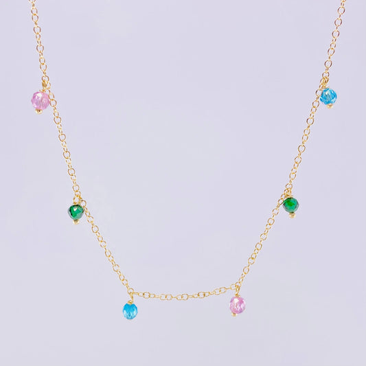 Cadena Aro Seguido Chispas Arcoiris 2.1g / 45cm / 1.3mm Oro Amarillo 18K