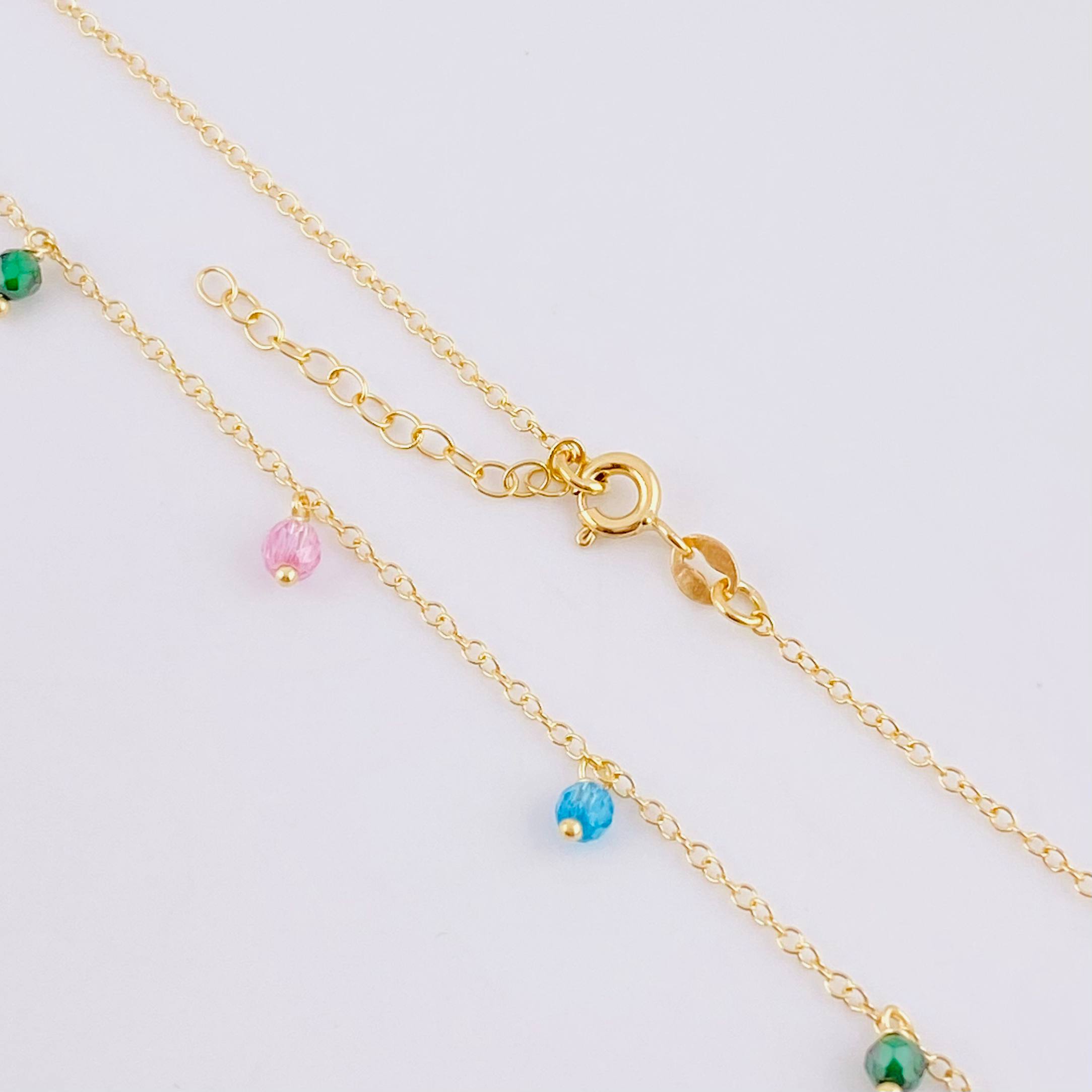 Cadena Aro Seguido Chispas Arcoiris 2.1g / 45cm / 1.3mm Oro Amarillo 18K
