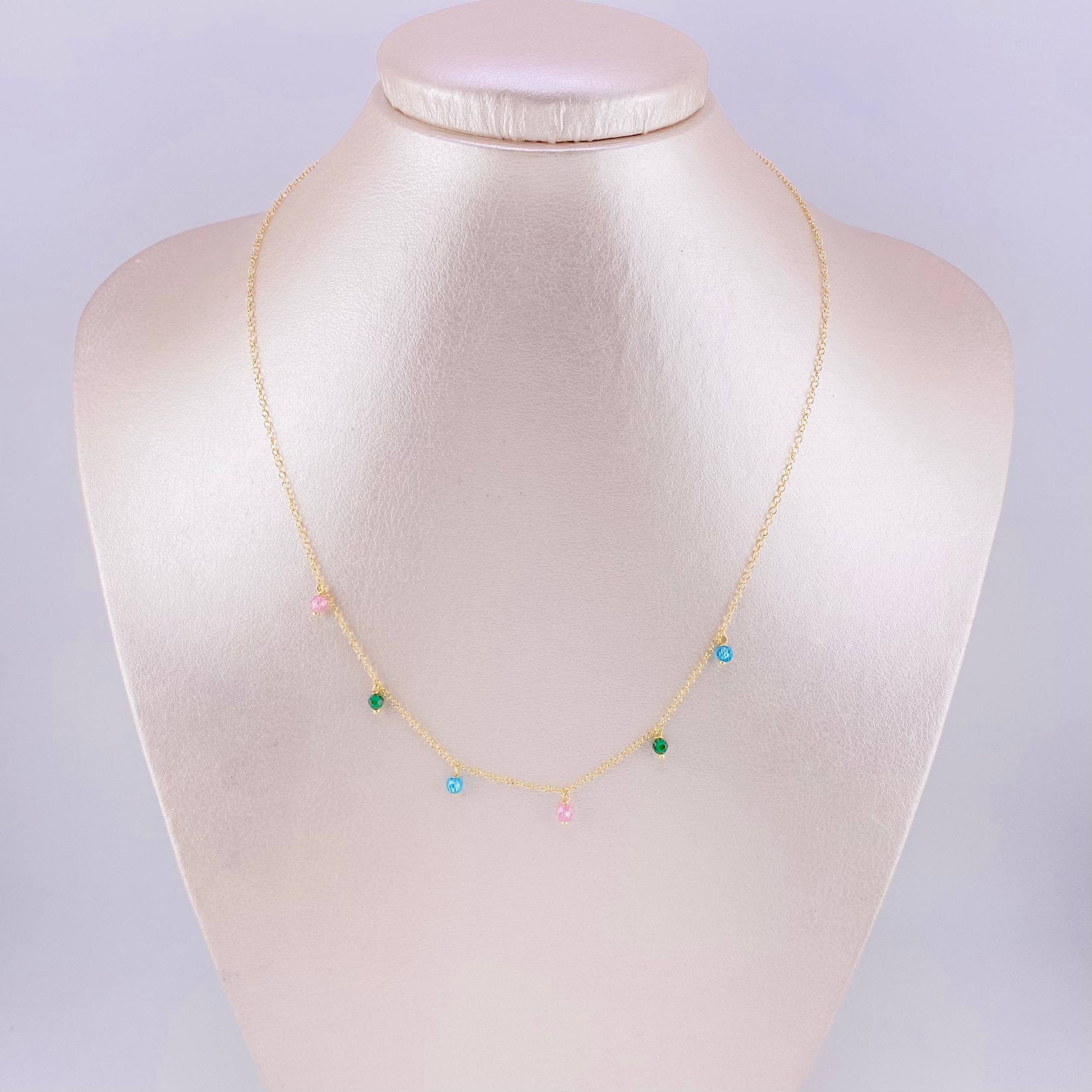 Cadena Aro Seguido Chispas Arcoiris 2.1g / 45cm / 1.3mm Oro Amarillo 18K