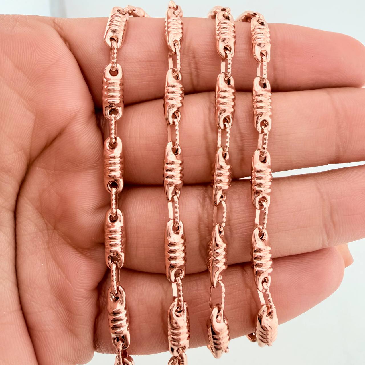 Cadena Rustica Barril 13.7gr / 62cm / 3.4mm Oro Rosa 18K %