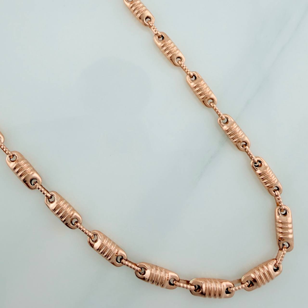 Cadena Rustica Barril 13.7gr / 62cm / 3.4mm Oro Rosa 18K %