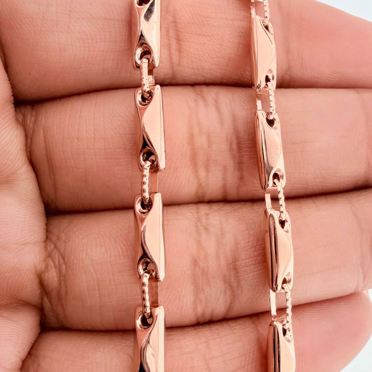 Pulso Rustico Rombo 4.85gr / 21cm / 1.6mm Oro Rosa 18K %