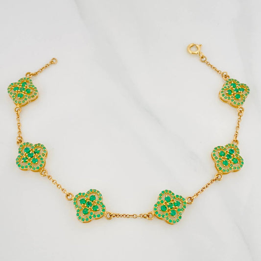 Pulso Aro Seguido Trebol 10.1 g / 19 cm / 0.4 mm Oro Amarillo 18K