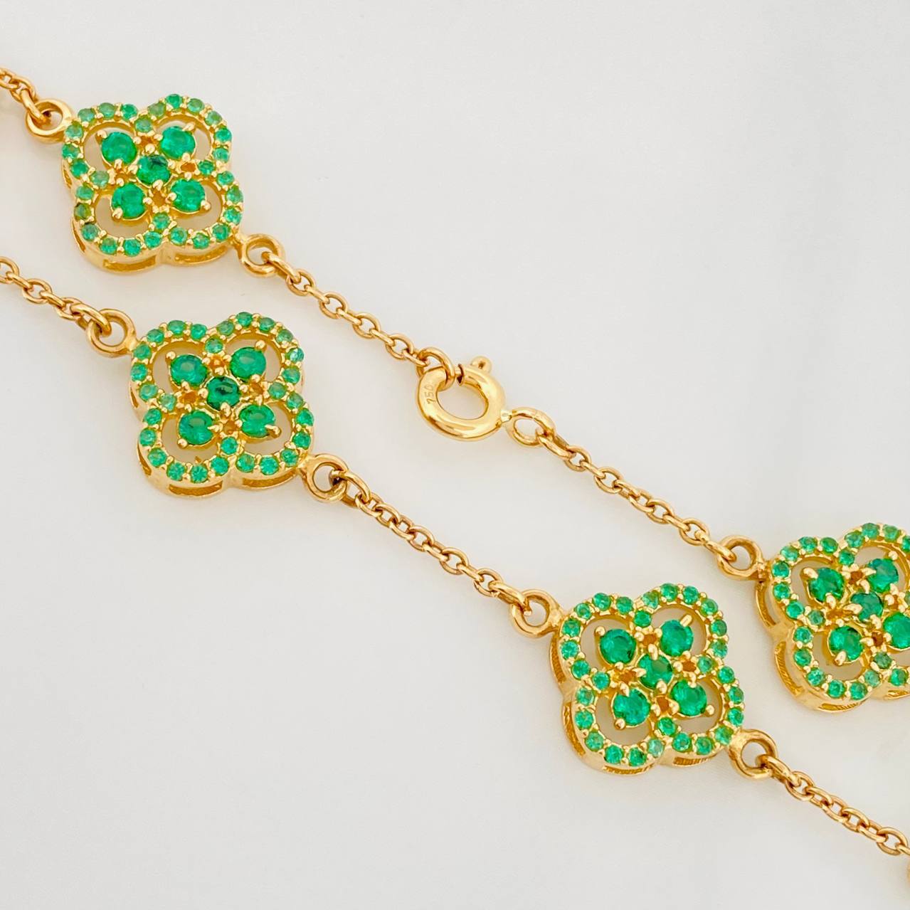 Pulso Aro Seguido Trebol 10.1 g / 19 cm / 0.4 mm Oro Amarillo 18K