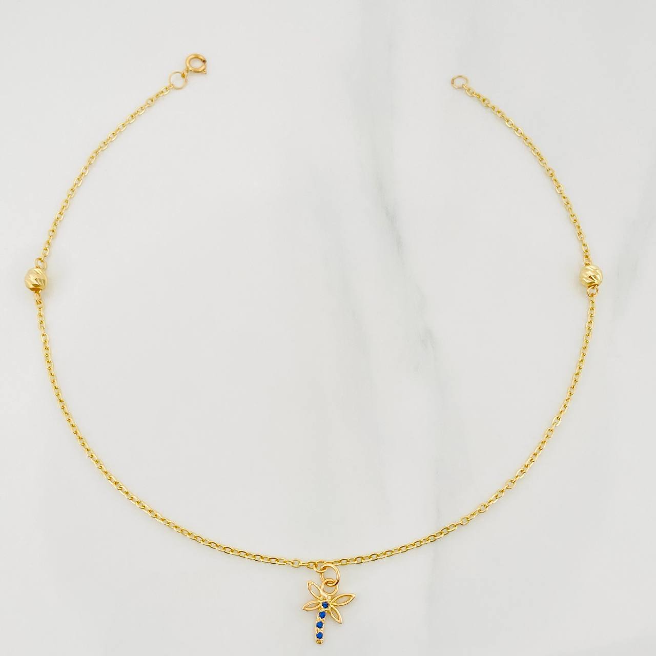 Tobillera Aro Seguido Libelula 1.6 g / 25 cm / 0.4 mm Oro Amarillo 18K