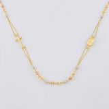 Cadena Denario Virgen Milagrosa y Cruz Lisa 3.85g / 45cm / 2.4mm Tres Oros 18K