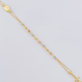 Cadena Denario Virgen Milagrosa y Cruz Lisa 3.85g / 45cm / 2.4mm Tres Oros 18K