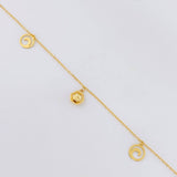 Tobillera Aro Seguido Hexagono Intercalado 2.4g / 24.7cm / 1mm Oro Amarillo 18K