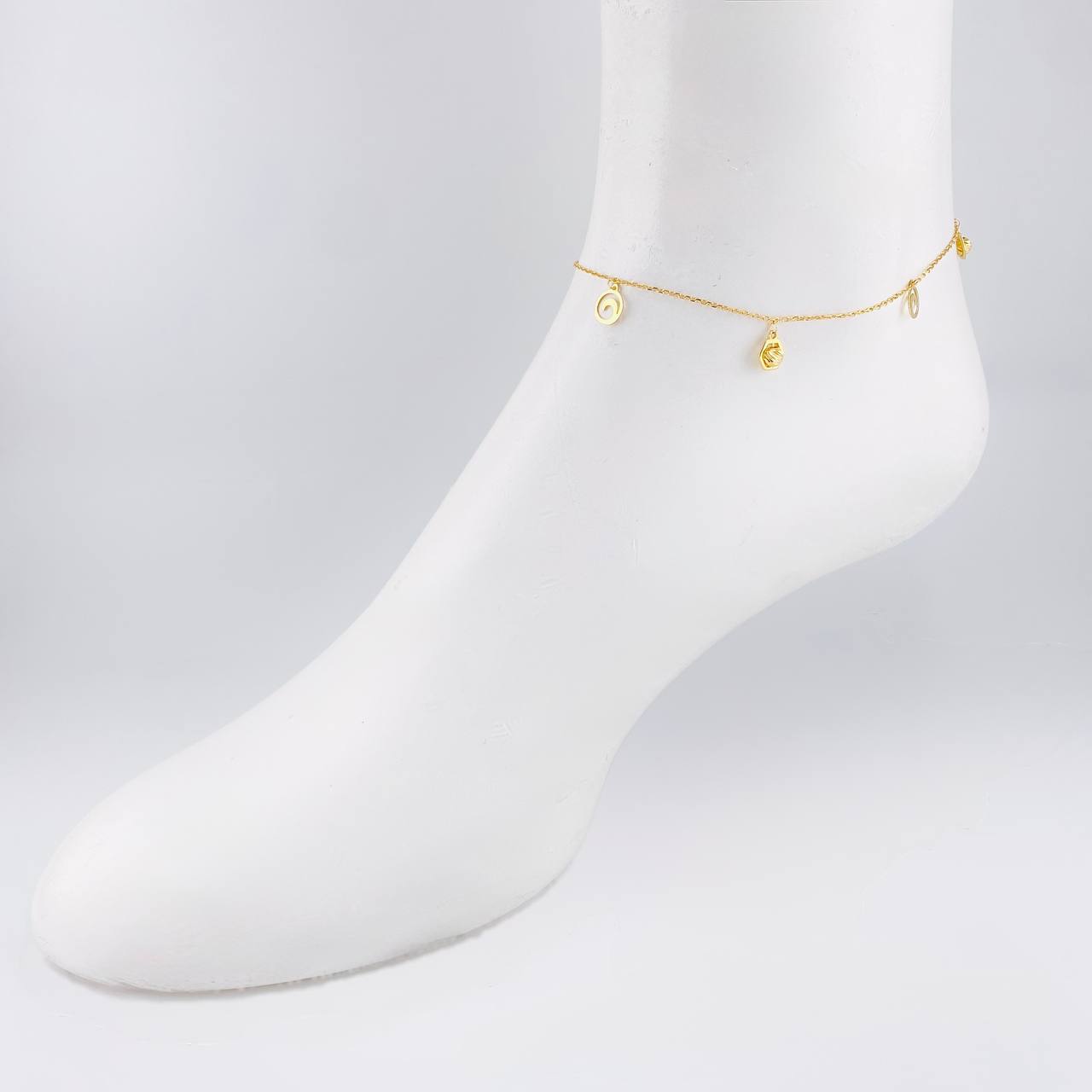 Tobillera Aro Seguido Hexagono Intercalado 2.4g / 24.7cm / 1mm Oro Amarillo 18K