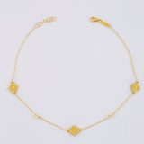 Tobillera Cajón Rombo Intercalado 1.6g / 24.9cm / 1mm Oro Amarillo 18K