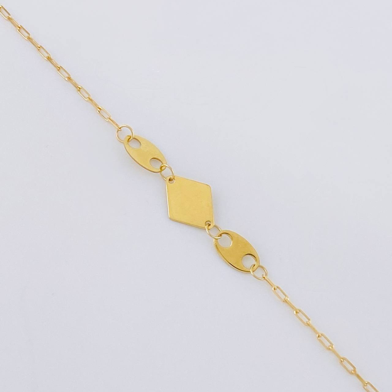 Tobillera Cajón Rombo Liso 1.25g / 25cm / 1mm Oro Amarillo 18K