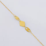 Tobillera Cajón Rombo Liso 1.25g / 25cm / 1mm Oro Amarillo 18K
