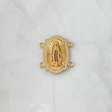 Herraje Virgen de Guadalupe Doble 7.85gr / 3cm / Circones Blancos Verdes Fucsias Oro Amarillo 18K *