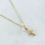 Set Cadena Veneciana 1gr / 45cm / 0.6mm + Dije Crúz Lisa 0.25gr / 1.3cm / 1.25gr Oro 18K (Oferta) ©