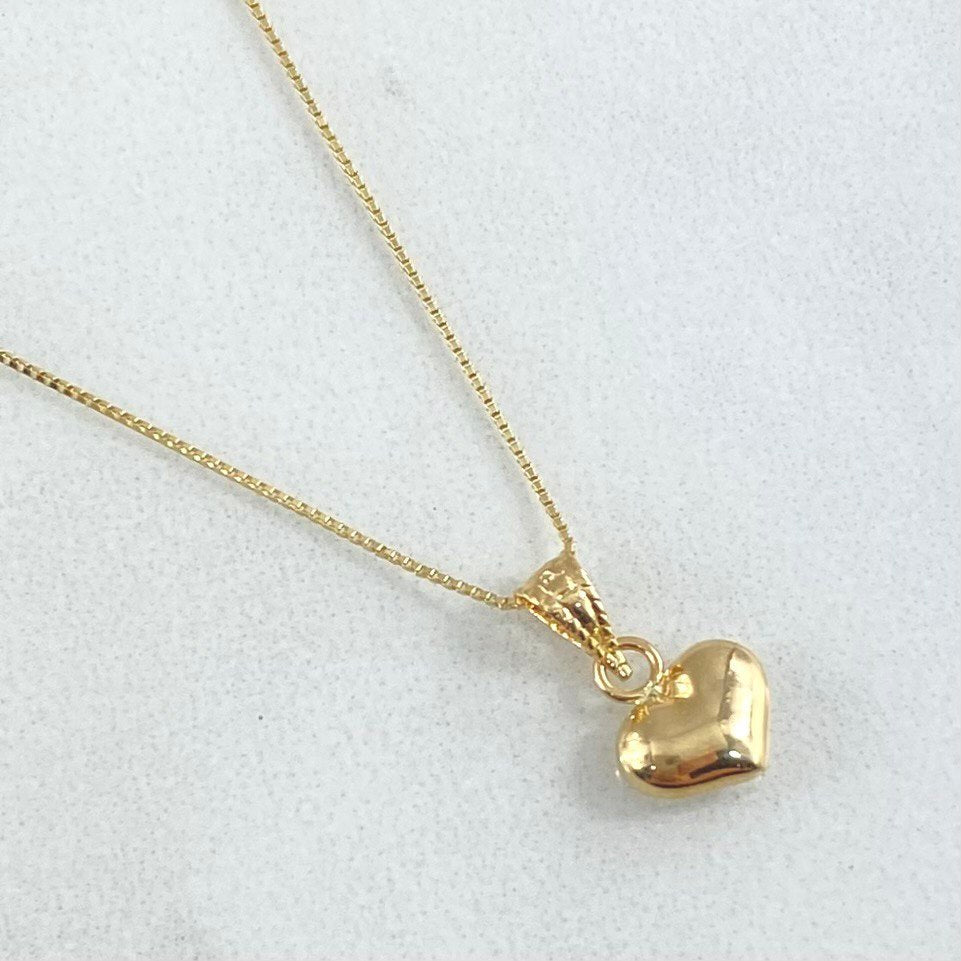 Set Cadena Veneciana 0.95gr / 45cm / 0.6mm + Dije Corazón 0.3gr / 1.1cm / Bordeado 1.25gr Oro 18K (Oferta) ©