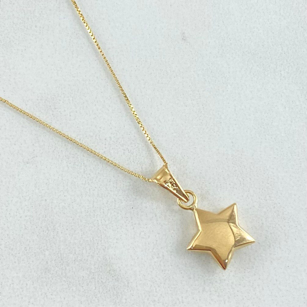 Set Cadena Veneciana 1gr / 45cm / 0.6mm + Dije Estrella Lisa 0.45gr / 1.6cm / 1.45gr Oro 18K (Oferta) *