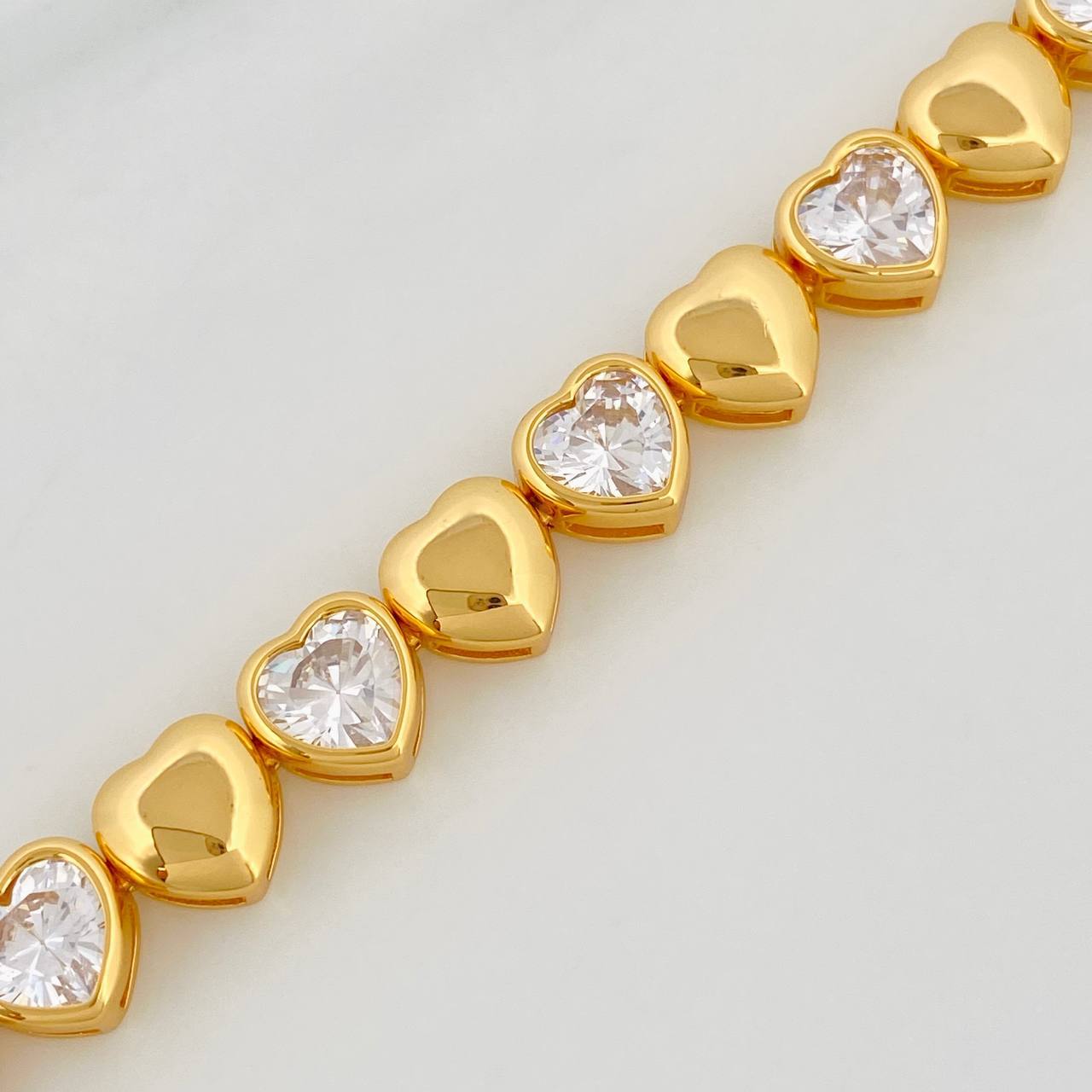 Pulso Corazones 16.6g / 19cm / 7.69mm Plata Vermeil 925