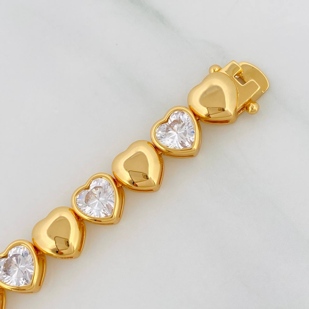 Pulso Corazones 16.6g / 19cm / 7.69mm Plata Vermeil 925