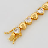 Pulso Corazones 16.6g / 18.5cm / 7.45mm Plata Vermeil 925